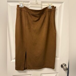 Tahari faux suede midi skirt